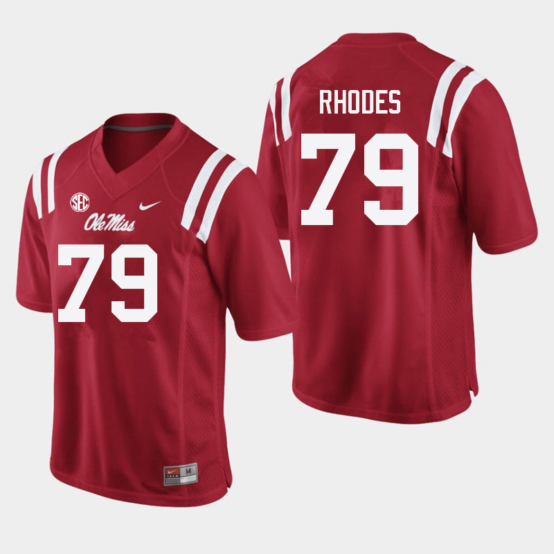 Men #79 Jordan Rhodes Ole Miss Rebels College Football Jerseys Sale-Red